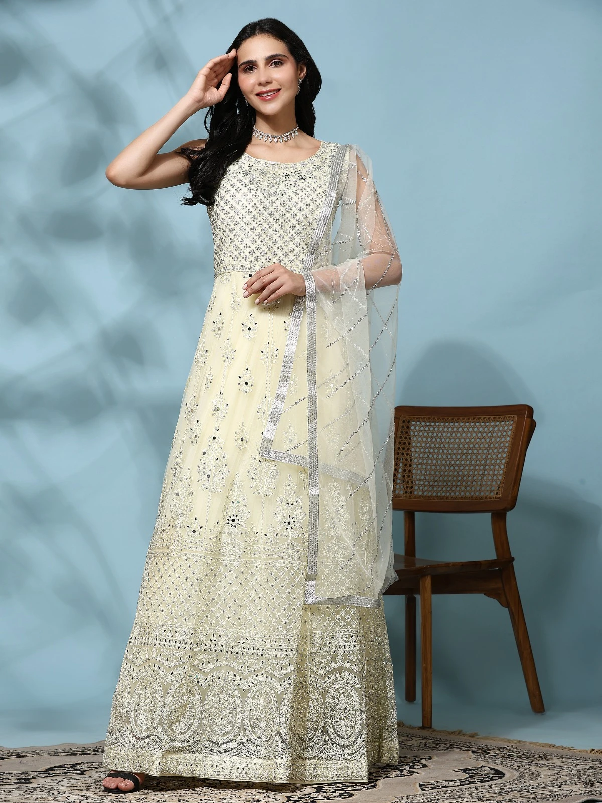 Amoha G639 Pure Net Wholesale Fancy Readymade Gown Catalog — Wholesale Kurtis, AMOHA wholesale from Surat - Gallery Image 4